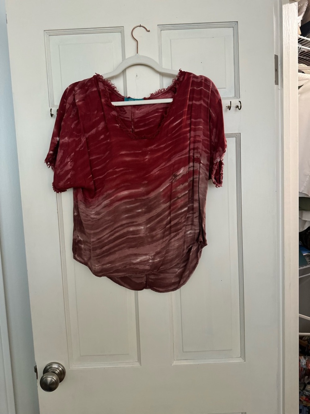 River + Sky Maroon Ombre Short Sleeve Blouse